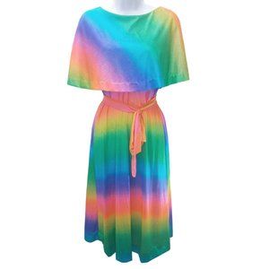 Liberty House VINTAGE Nylon RAINBOW Dress Sz 10